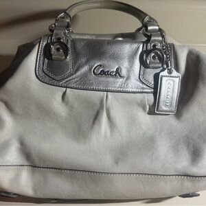 Coach Metallic Silver Satchel